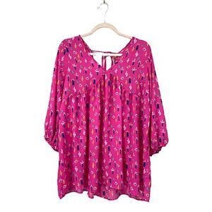 NWOT White Birch Women's Pink Printed Beach‎ Baby Doll Dress Small